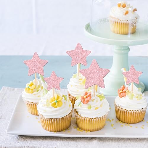 Miniatura 80 de 30 piezas de adornos de estrella para cupcakes con purpurina montados con estrella centelleante, para boda, compromiso, despedida de soltera, fiesta