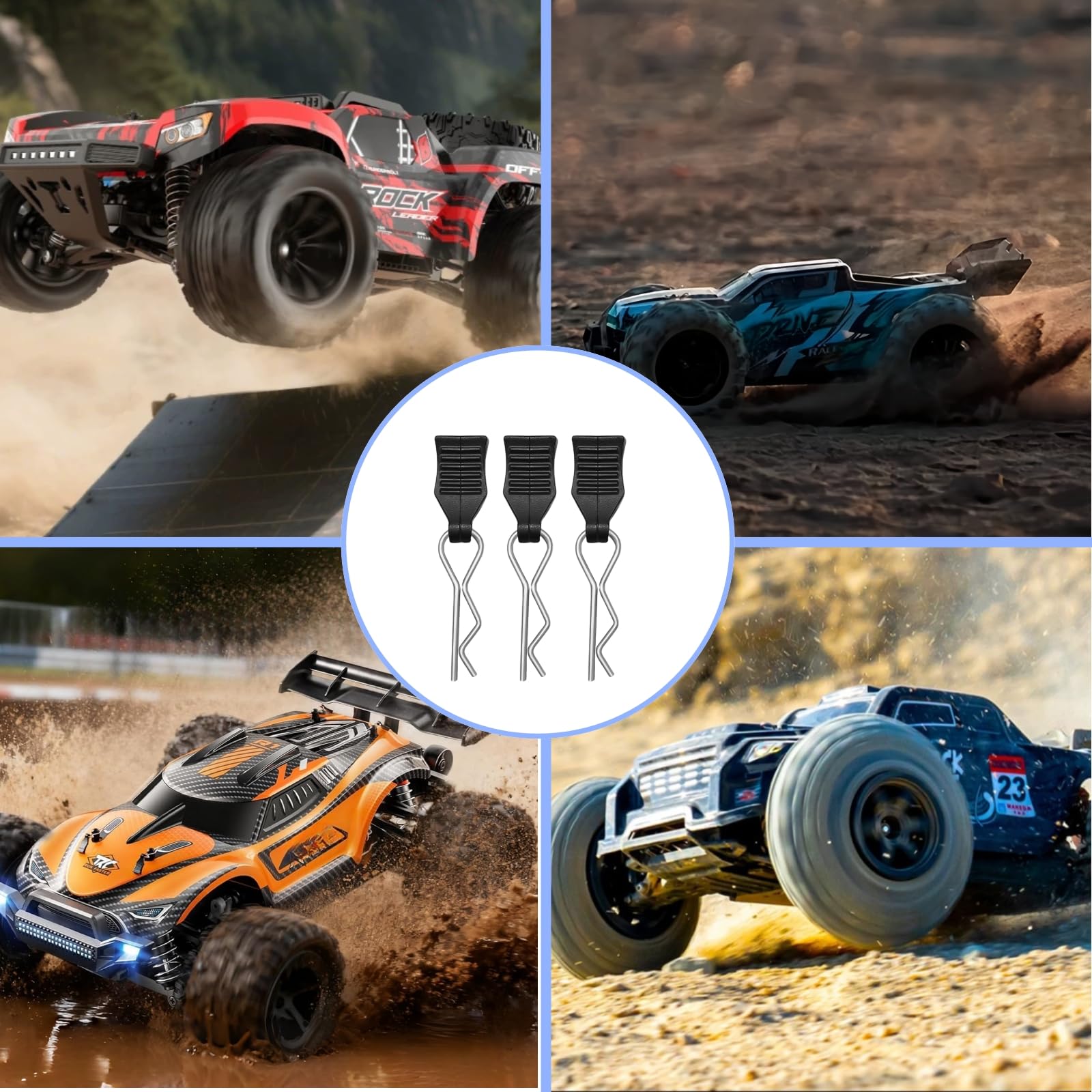 36 Stück RC Karosserie Clips, Body Shell Pins für 1/10 1/12 1/16 1/18 RC Autos, RC Körper Shell Pins mit Aufreißlaschen für Deerc Ersatzteile, Edelstahl Karosserieklammern