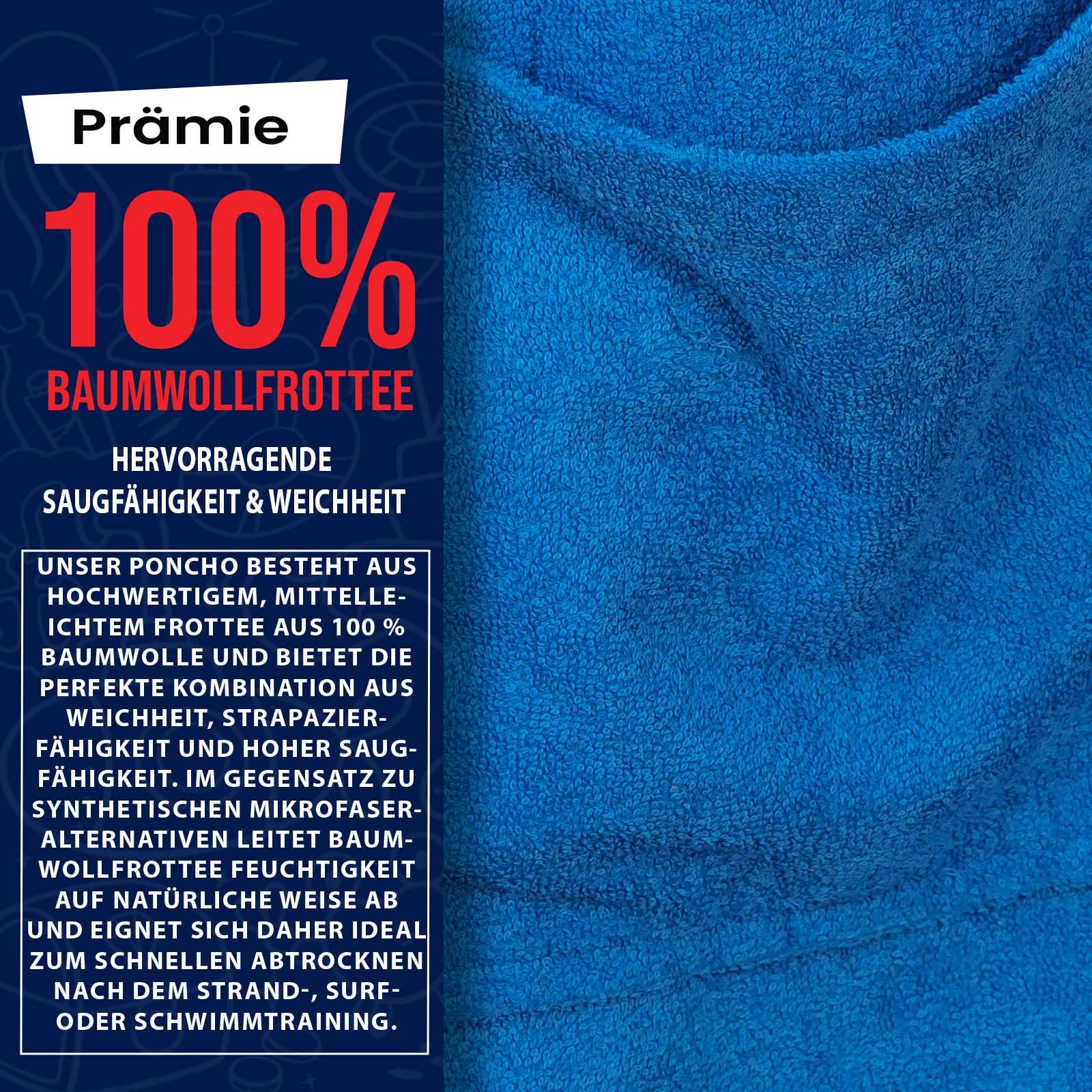 ALLEN & MATE 100% BAUMWOLLE Kinder-Strandtuch-Poncho – Übergroßer, schnelltrocknender Bademantel zum Umziehen mit Kapuze und Tasche für Jungen und Mädchen