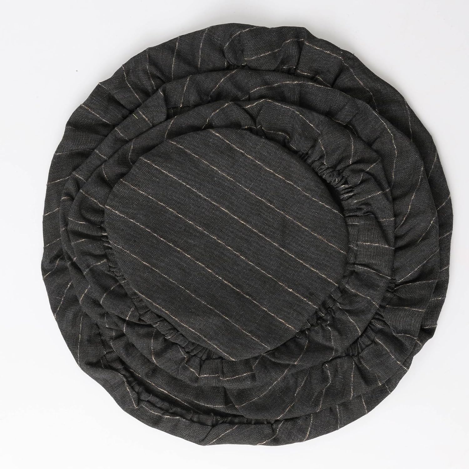 100% Linen Stripe Bowl Covers Reusable For Bread Proofing, 4 Pcs Elastic Cloth Fabric Bowl Covers, 5.9 * 7.9 * 9.8 * 11.8 Inches, Black