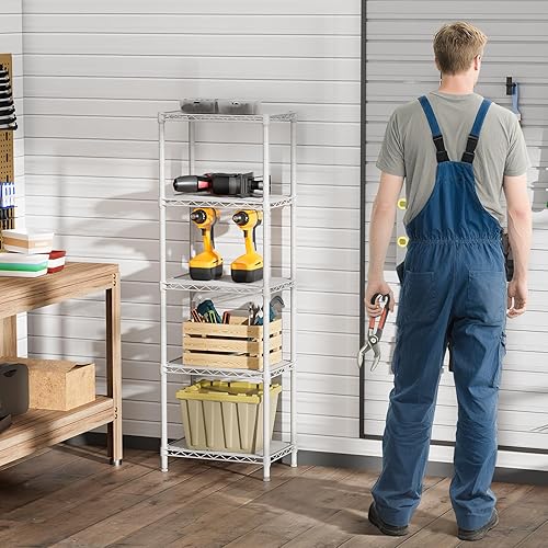 Miniatura 6 de SINGAYE 5 estantes pequeños de alambre para cocina, despensa, para cerrar el hogar, organizador y almacenamiento, estante de baño, organización de