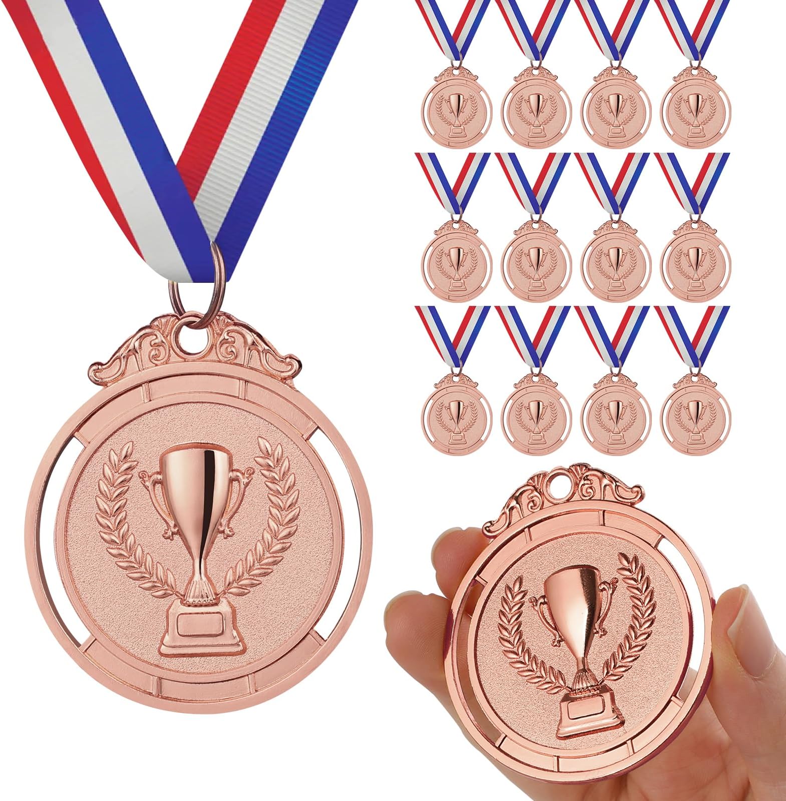 GeeRic 12PCS Medals, Metal Medal with Neck Ribbons for Kids/Adults/Student/Athlete 1st Medal Winner Medals for Competition/Sports/Party Decoration