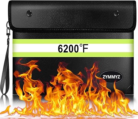 Upgraded Insulated Fire Proof Money Bag for Cash, 6200℉ Fireproof&Waterproof Document Pouch with Water Resistant Zipper, Fireproof Envelopes for Important Documents, Valuables（Not Suitable for A4 Files）
