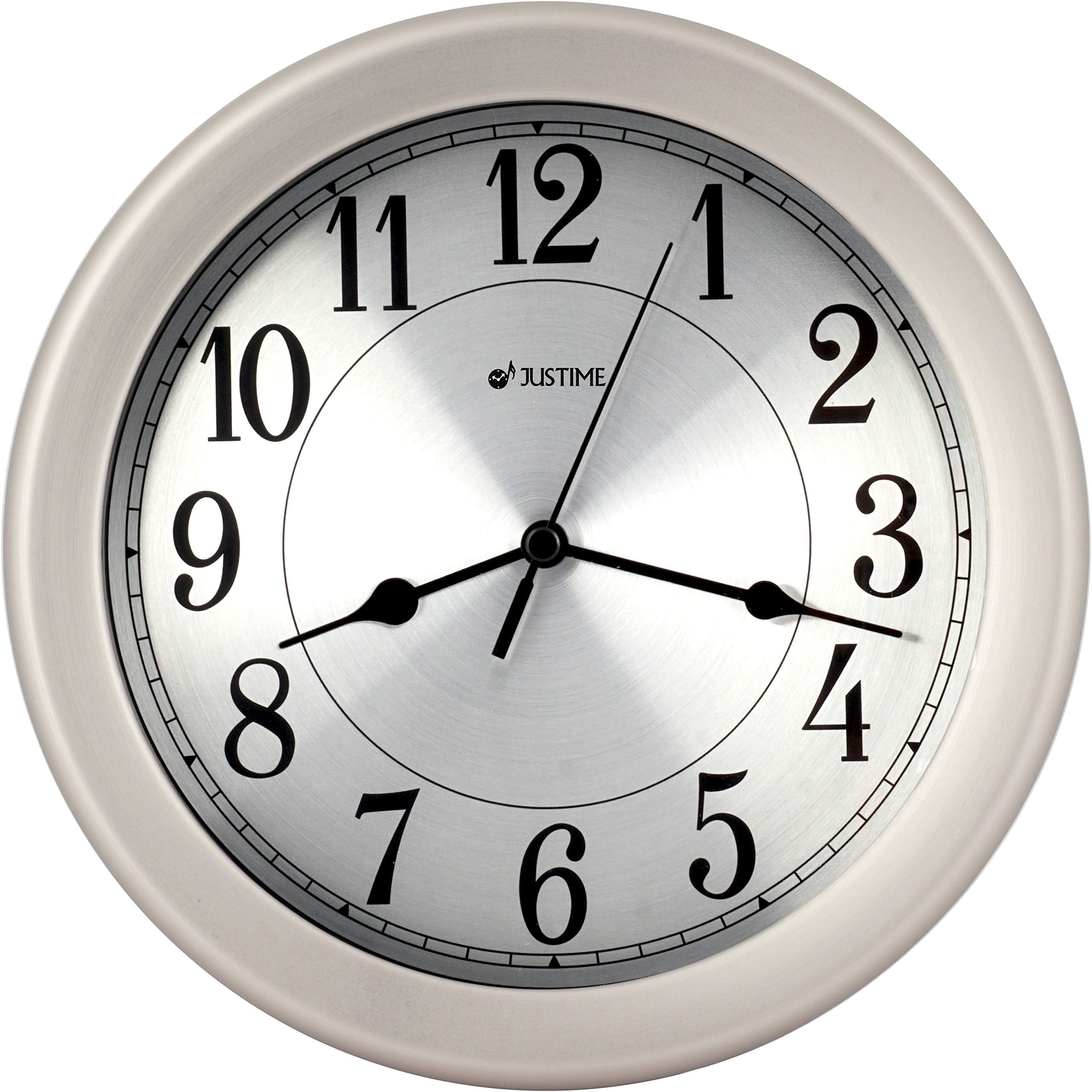 - JUSTIME 8.5 Inch Water Resistant Wall Clock, Silent Non-Ticking, Wall Clocks Battery Operated, Modern Analog Clock for Living Room, Office, Bathroom, Bedroom, Kitchen, RVs, Boats