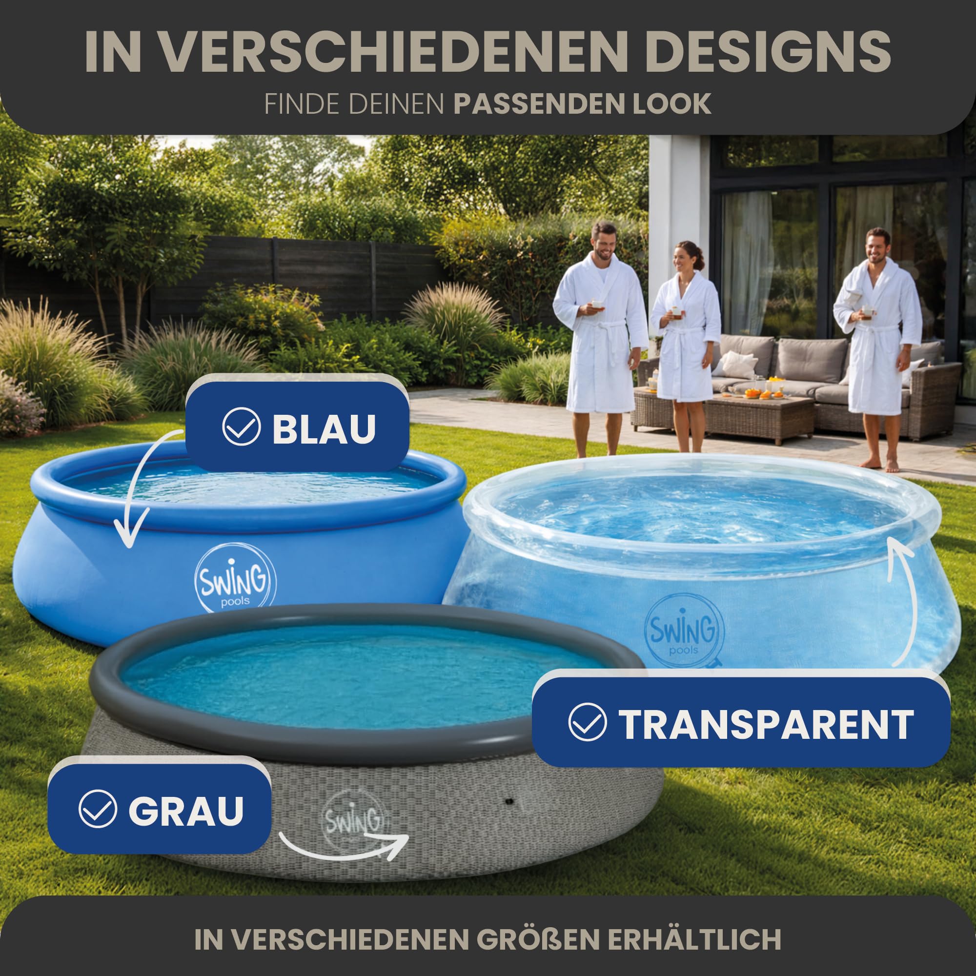 HAF Swing Quick-Up Pool Ø 366 x 91 cm 6.700 Liter Selbsttragender Swimmingpool rund Garten Planschbecken aufblasbar