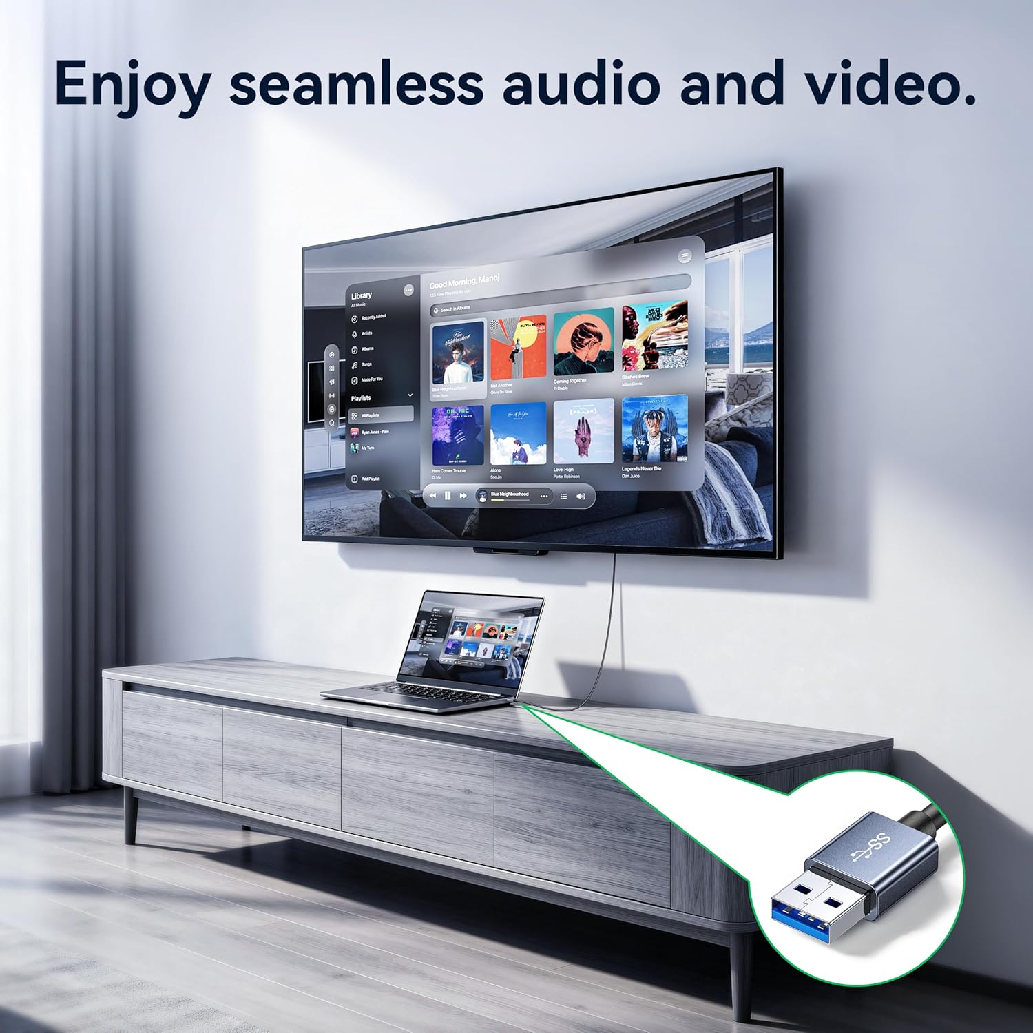 USB 3.0 to HDMI Cable 5Ft, 1080P 60Hz 5Gbps High Speed Cable for Connecting Laptop/PC/PS5/Xbox/Switch to TV/Monitor/Projector, Screen Mirroring and Display Extension (USB to HDMI)