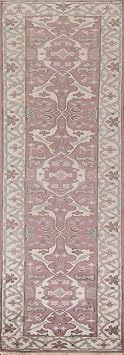 Rug Source Transitional Collection, 10 Ft Runner Oushak Runner Rug, Hand Knotted Pink All-Over Rug, Oriental 100% Wool Carpet for Foyer, Entryway and Hallway