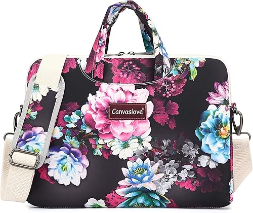 Miniatura 17 de Canvaslove - Bolsa de hombro impermeable con funda para MacBook Pro de 16 pulgadas y laptop de 15 a 15.6 pulgadas (rosa blanca de 15 pulgadas) ‎Rosa