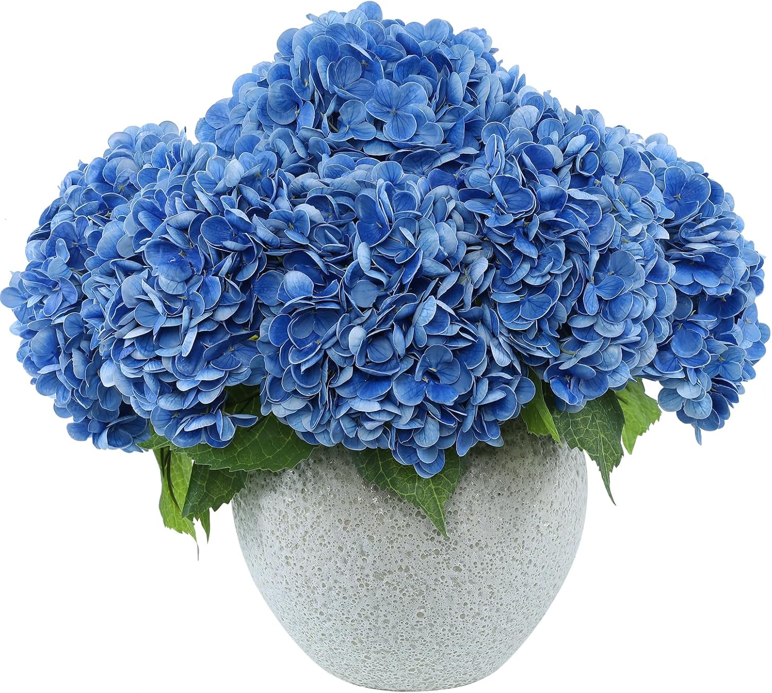LFF 3Pcs Royal Blue Hydrangea Artificial Flowers, 8.66" Large Real-Touch Latex Blooms with 22" Long Stems, Faux Hydrangea for Home Table Centerpieces, Wedding Bouquets & Floral Arrangement Decor