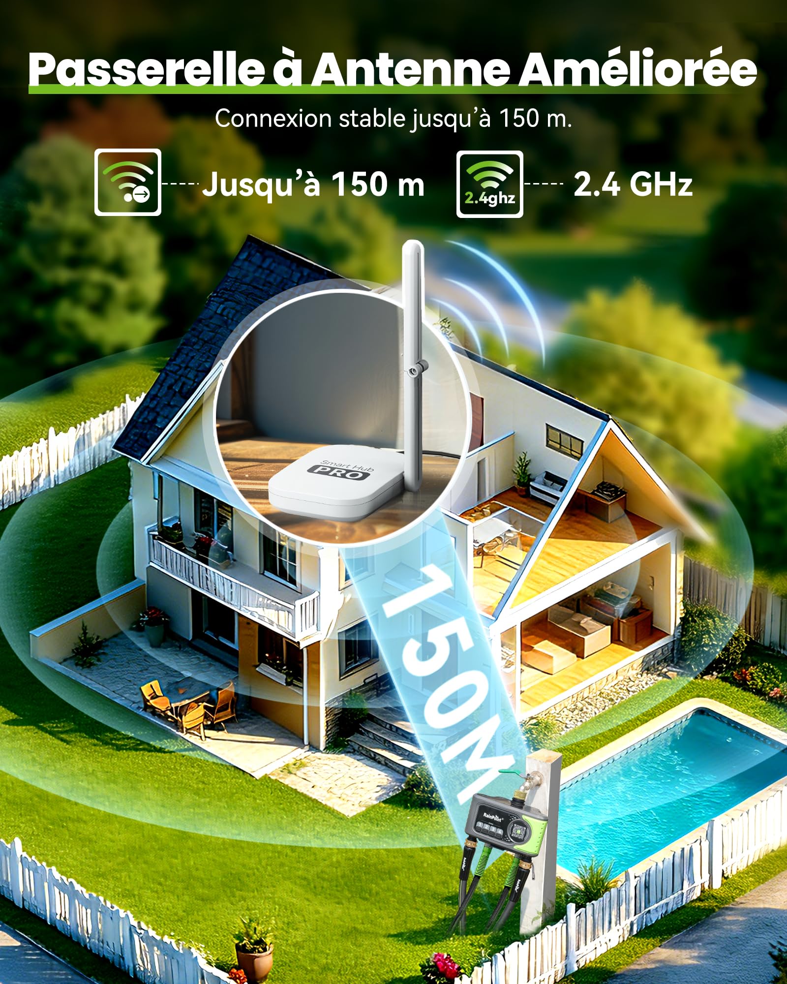 RAINPOINT Programmateur d'Arrosage WiFi 4 Voies, Arrosage Automatique Météo, 4 Sorties Laiton, Contrôle App et Vocale Jardin