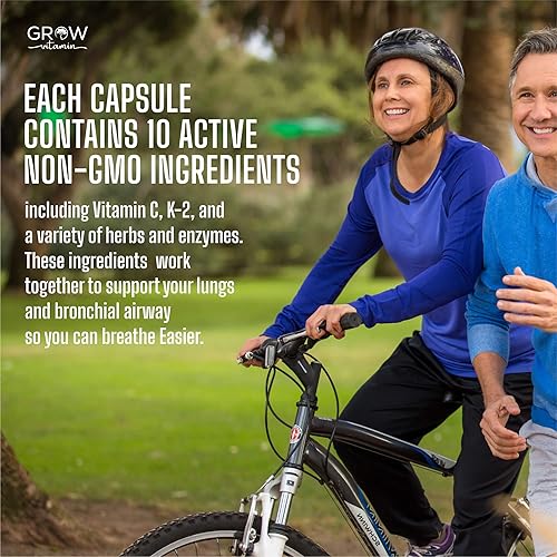 Miniatura 6 de grow vitamin Salud pulmonar, suplemento de apoyo respiratorio, apoyo extra fuerte para la salud pulmonar, fórmula de limpieza pulmonar con vitamina