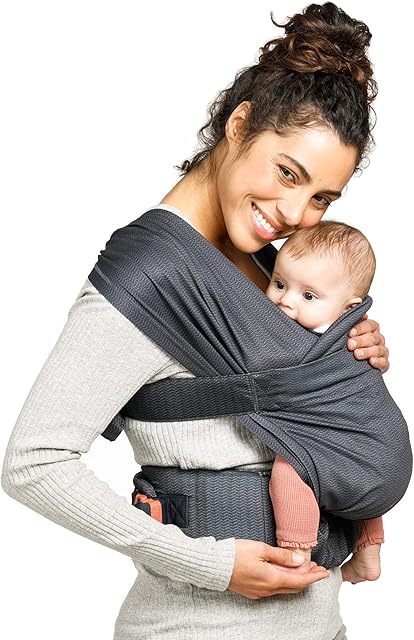 Infantino - Hug & Cuddle Adjustable Hybrid Wrap - Hybrid Baby Carrier and Sling - Simple Pressure Relief - Quilted Privacy Cover - Baby Essentials for Newborn 7-26lbs (3,2 à 11,8 kg) - Dark Grey