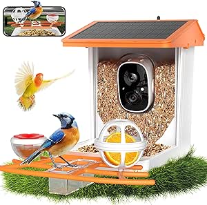 Bird Feeder with Camera, Smart Ai Recognition of 10,000+ Bird Species, Online Sharing, Solar Panel, Cloud Storage, Anti-Squirrel Alarm,2k Hd Night Vision, Suitable for Bird Lovers Gift asin的图片