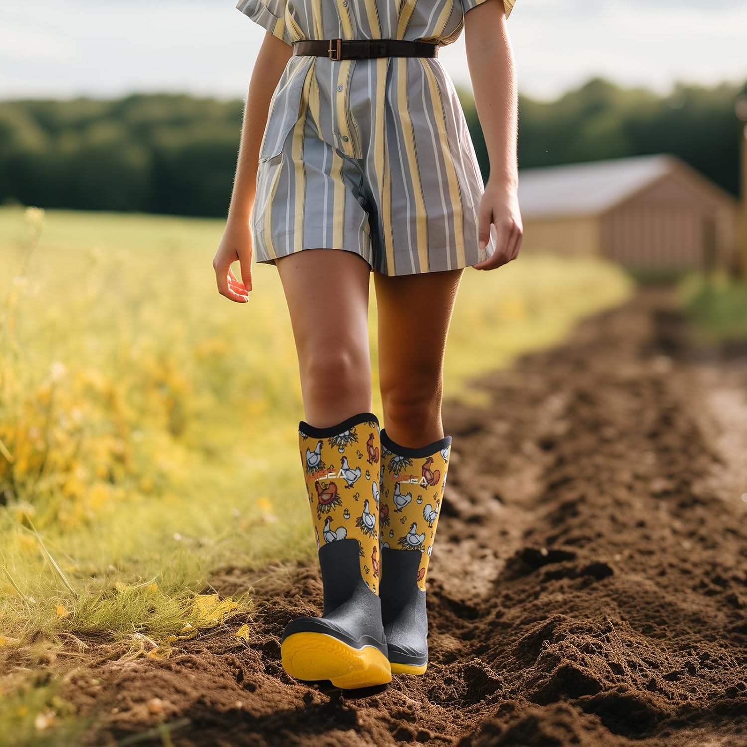 HISEA Women's Mud Rain Boots, Waterproof Tall Garden Shoes, Insulated Neoprene Rubber for Outdoor Activities: Hunting, Gardening, Farming, Muddy Yard Work, Sizes US 6-11 - Image 2