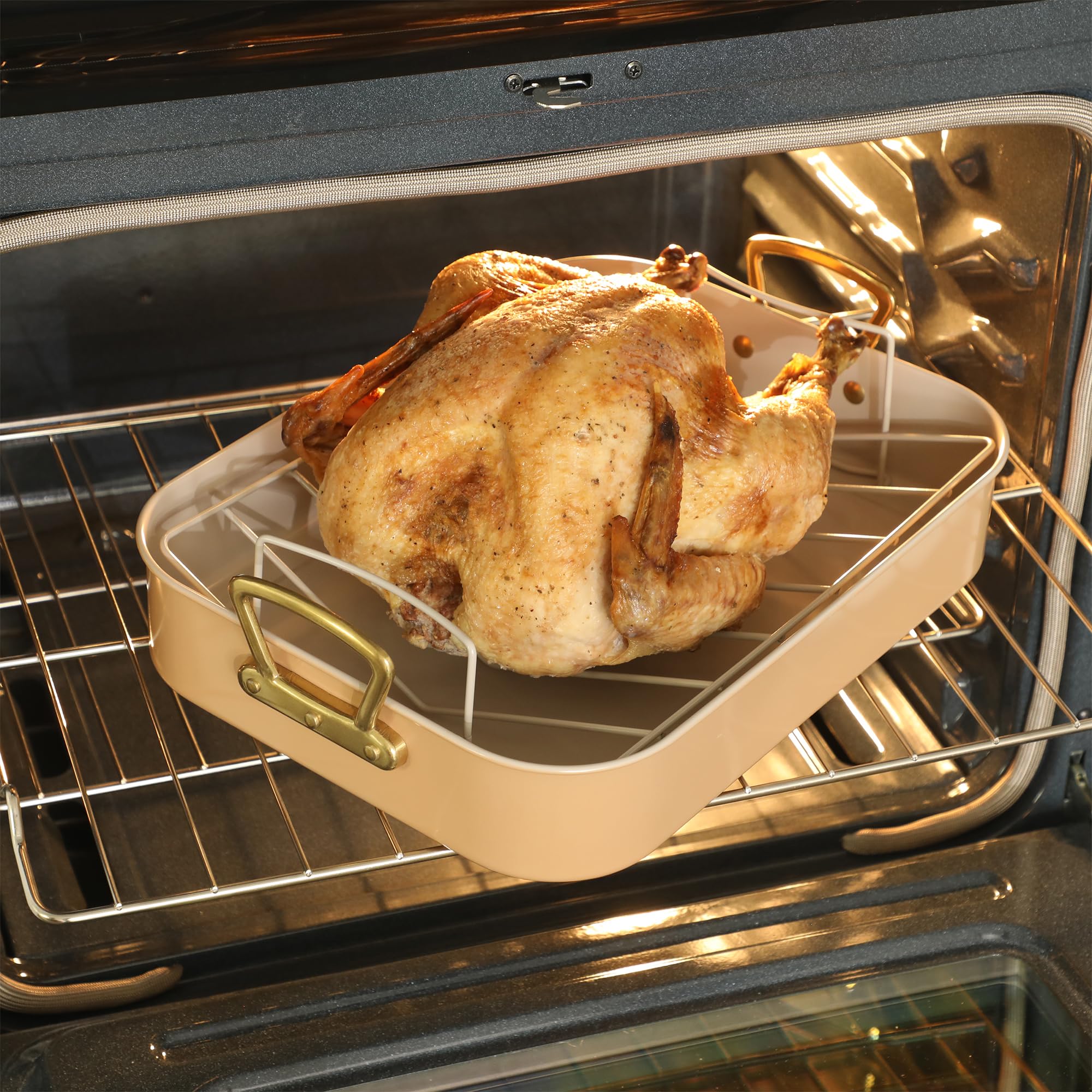Amazon.com: Gibson Home Broxton 2-Piece Nonstick Roaster Pan with