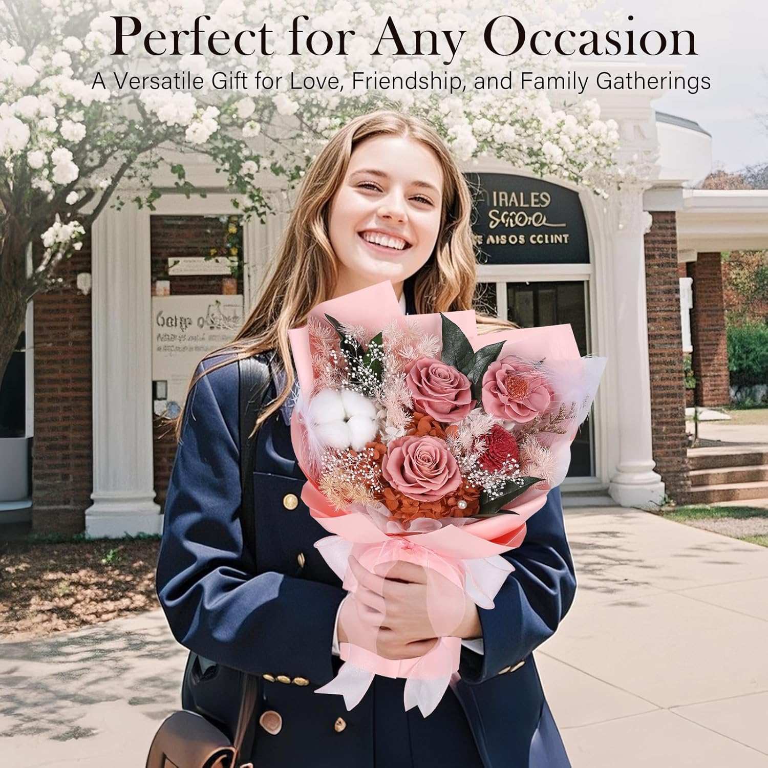 Preserved Bouquet of Flowers - Flesh Forever Flowers for Delivery, Real Eternal Roses Bouquet, Anniversary Birthday Valentine Gifts for Women Mom Grandma Her Wife Girlfriend, Carnation Pink - Image 6