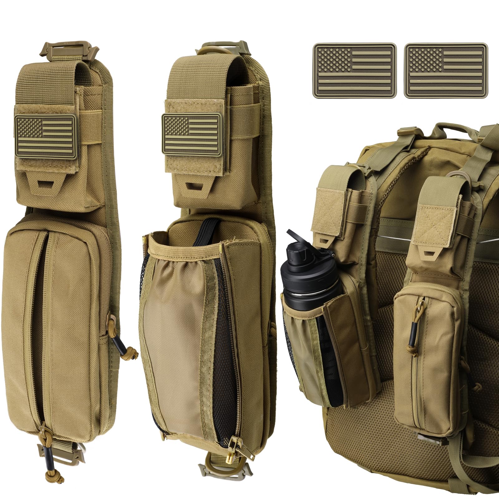 WYNEX Molle Tactical Pouches of Water Bottle Pouch Version, Tactical Accessories Backpack Strap Pouch Water Bottle Carrier Holder Molle Accessories for Backpacks