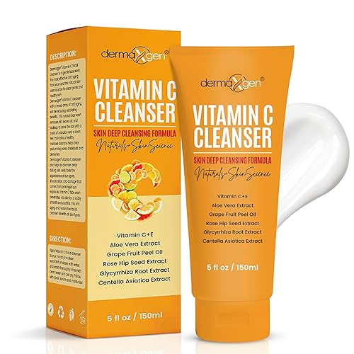Limpiador facial de vitamina C con aceite de semilla de rosa mosqueta e ingredientes naturales puros y orgánicos de aloe vera, 5.0 oz.  5.1 fl oz