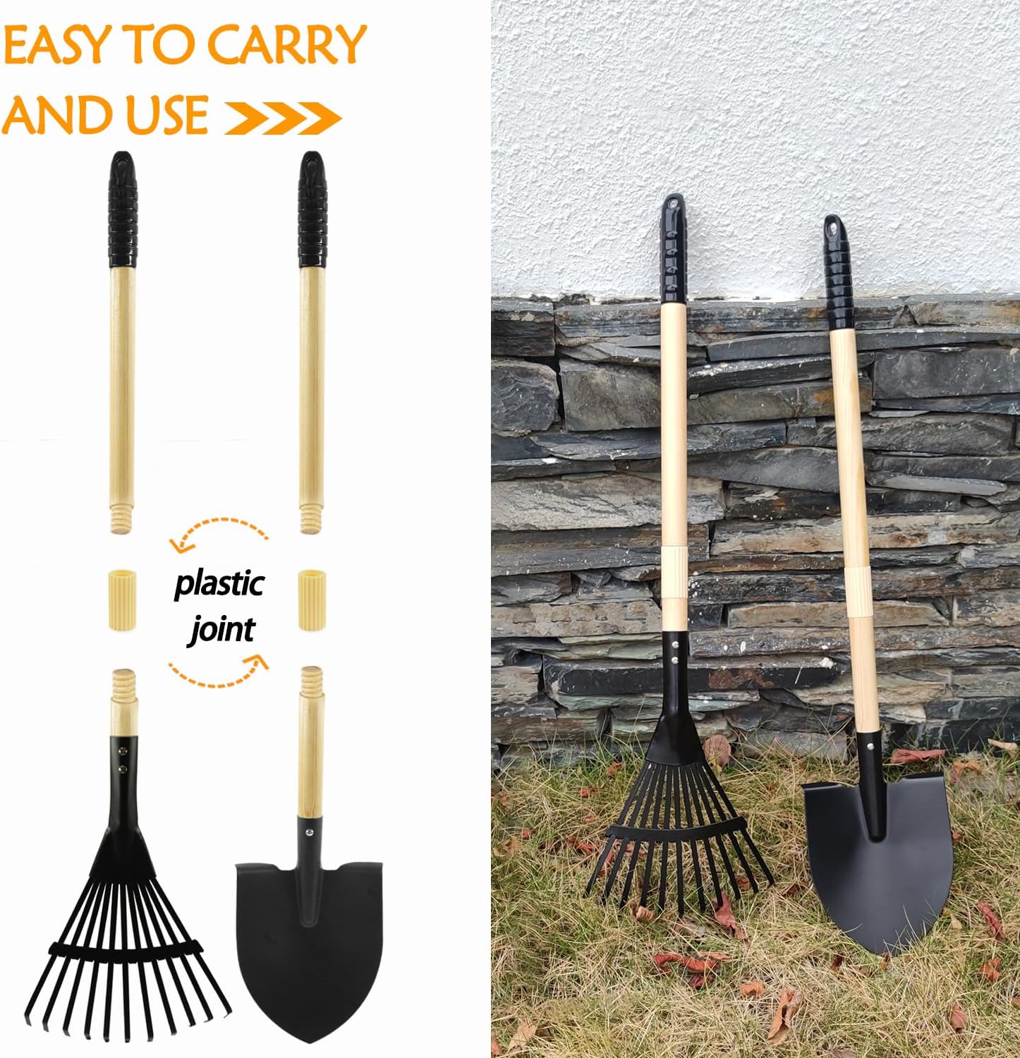 Toddlers Rake & Shovel Set with Wheelbarrow, Kids Yard Tools for Digging, Gardening, Beach, Sandbox, Lawn, Camping, Summer Outdoor Garden Toys Gifts for Children Age 2-5 Years Old