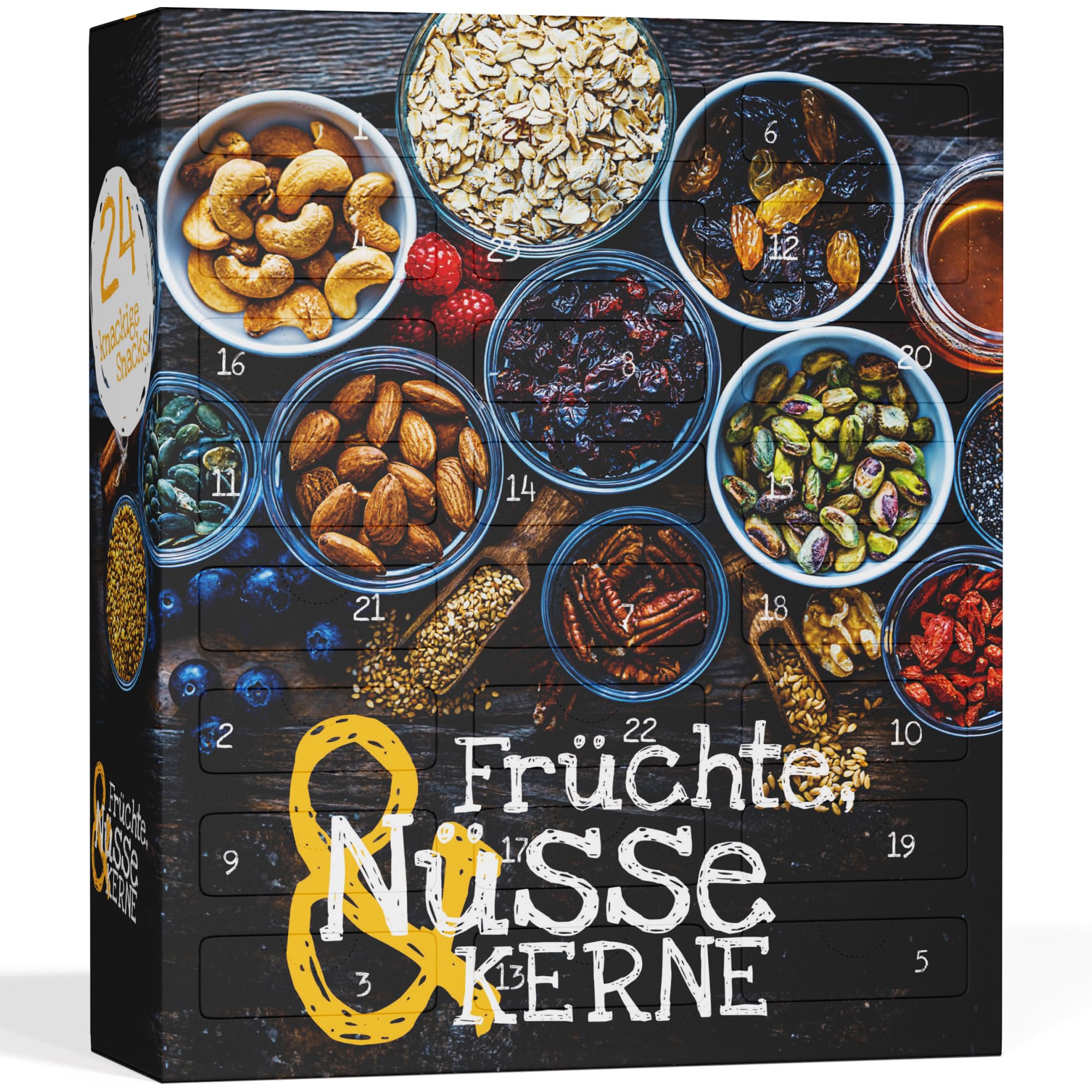UMBRELLA® Früchte Nüsse Kerne Adventskalender 2025 – 24 Gesunde Snacks Vegan Trockenfrüchte Hergestellt in DE