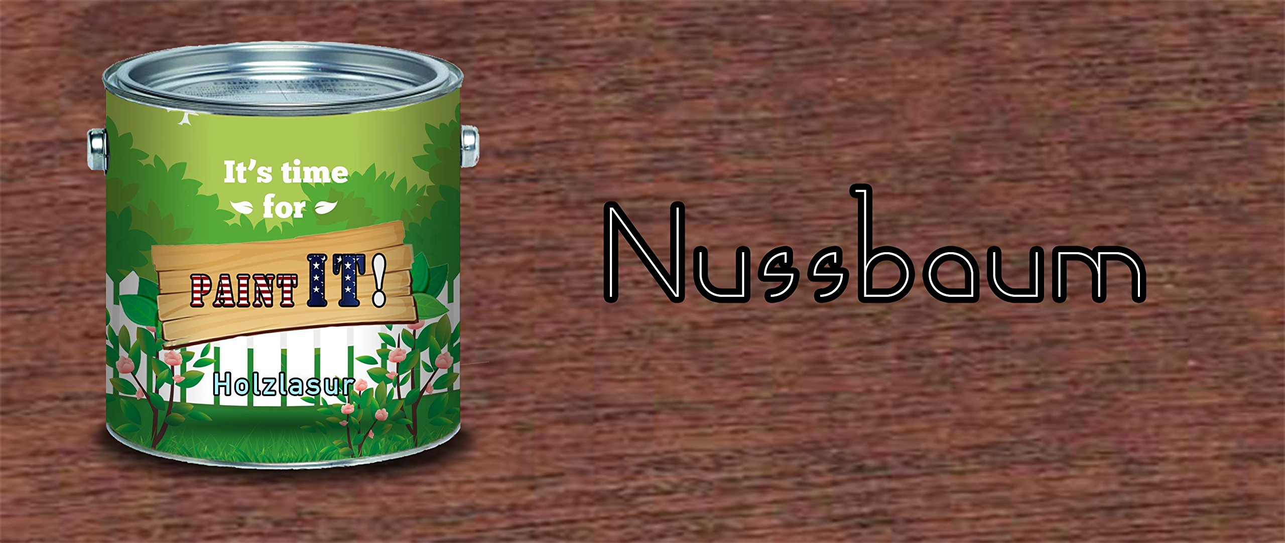 Paint IT! Holzlasur hochwertiges Terrassenöl verhindert Verfärbung des Holzes und sorgt für eine lange Lichtbeständigkeit - ohne Abschleifen nachpflegbar (1 L, Nussbaum)