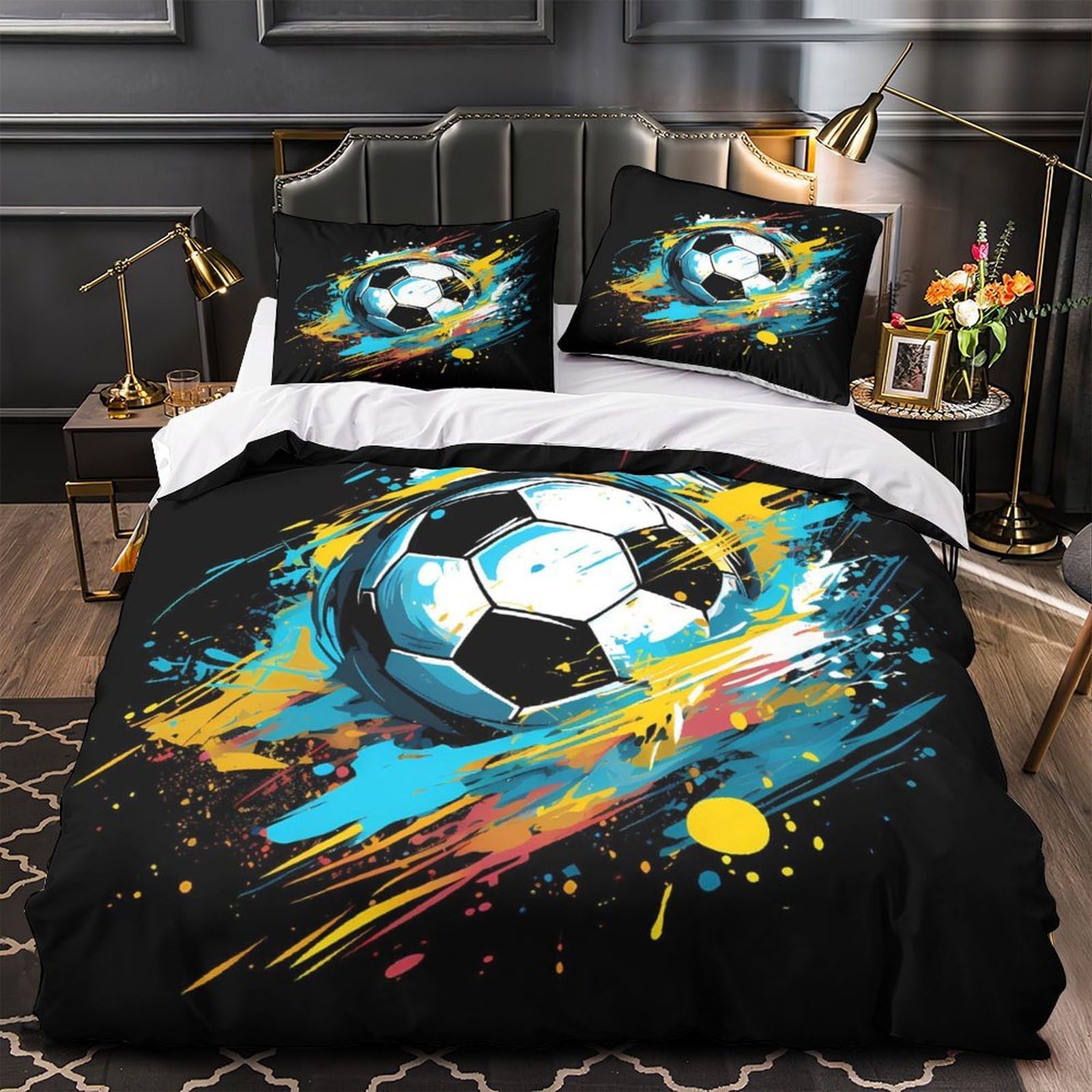 Parure de lit football 135x200 microfibre fermeture éclair