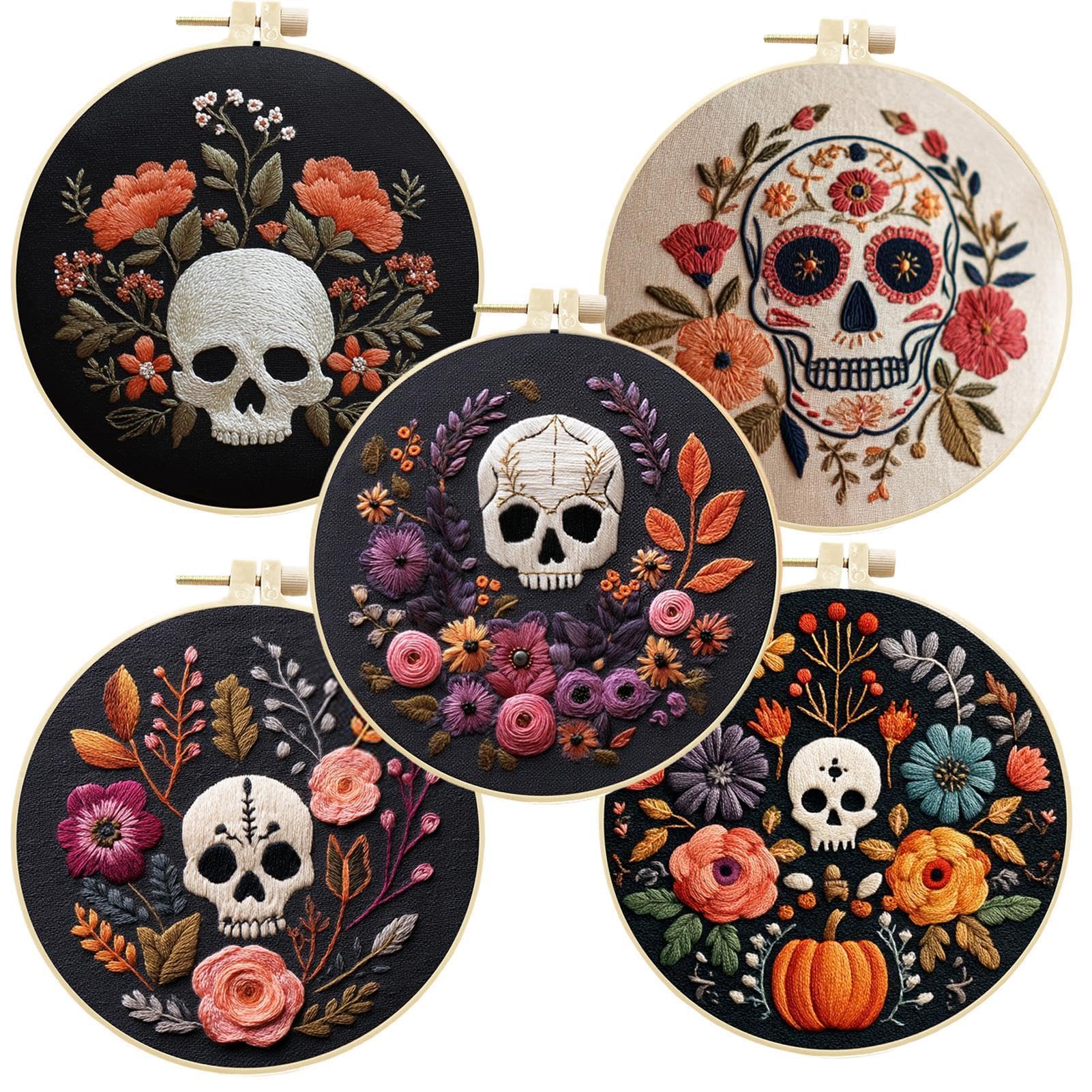 Kit Ricamo A Tema Halloween Libero Creativo Gotico Completo | Kit punto di Halloween per principianti per adulti, donne, mamme, mogli, amanti del tempo libero