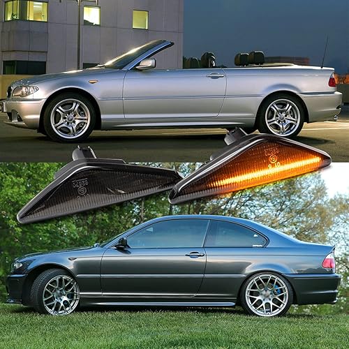 Miniatura 5 de NSLUMO Luces de marcador laterales LED ámbar secuenciales para 2004-2006 B'MW E46 LCI 325Ci 330Ci Coupé convertible guardabarros delantero indicador