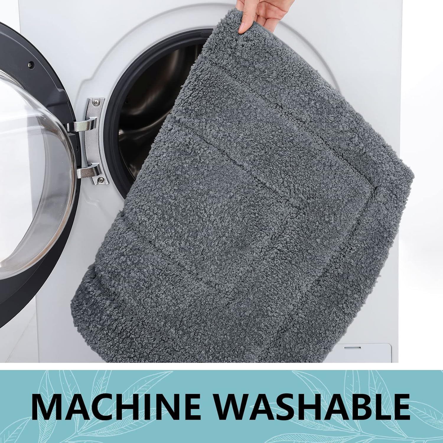 Buganda Bathroom Rugs, 30" x 20", Soft and Absorbent Microfiber Bath Rugs, Non-Slip Shaggy Shower Carpet, Machine Wash Dry Bath Mats for Bathroom Floor, Tub and Shower, Dark Grey