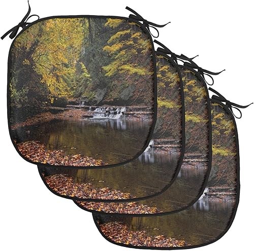 Miniatura 77 de Lunarable Cojín retro para silla, dibujo de chica a la moda en tierra primavera campo margaritas arte, acolchado de asiento para cocina y patio con