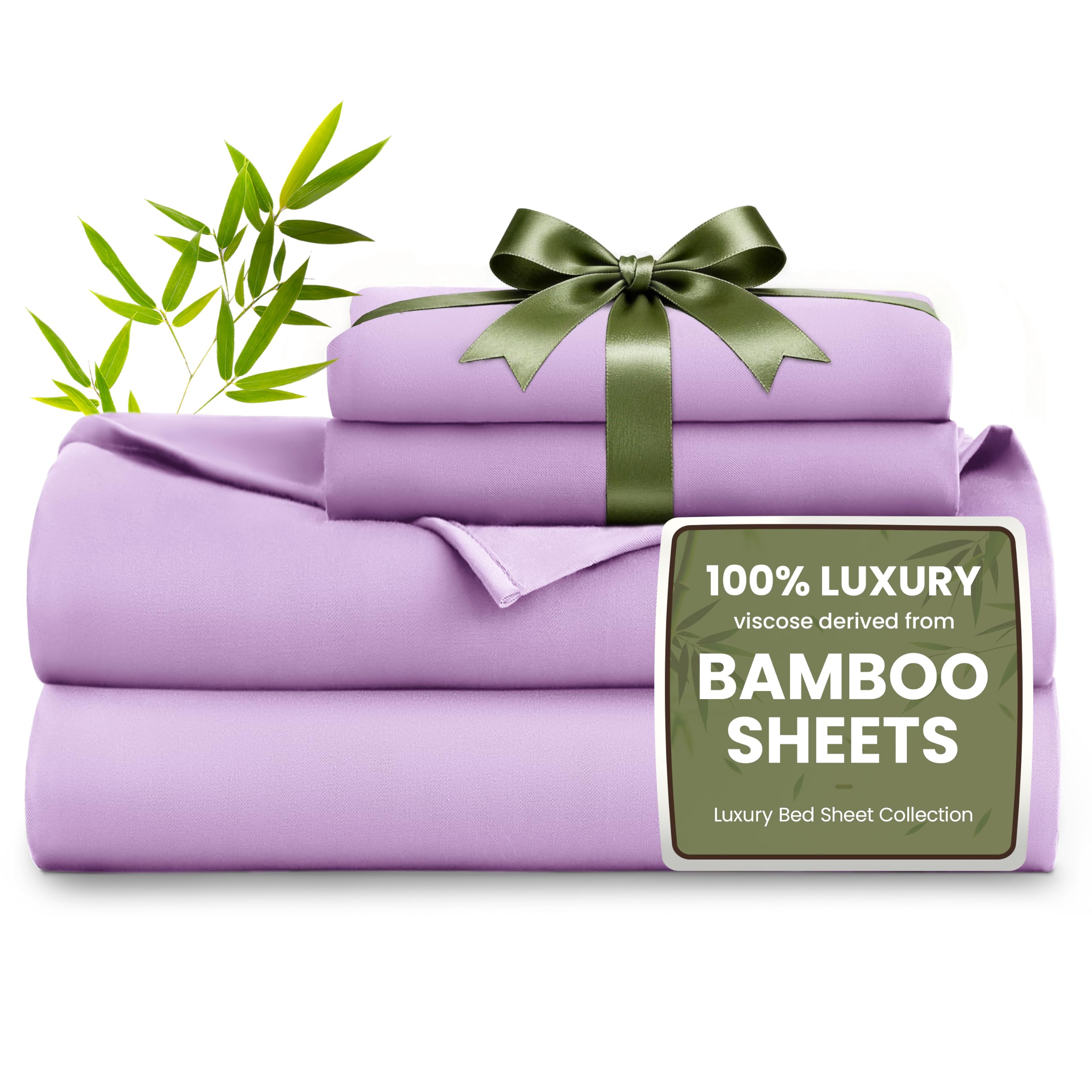 Love's cabin 3 Piece Twin XL Sheet Set, 100% Rayon Derived from Bamboo, Cooling & Breathable, Soft Silky Deep Pocket up to 16", Hotel Luxury Bedding for Hot Sleepers, Lavender