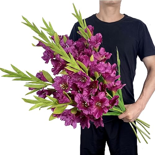 Miniatura 7 de Raxcelivia Paquete de 6 plantas artificiales de orquídeas artificiales de seda, jarrón largo para cocina, hogar, jardín, fiesta, decoración de boda