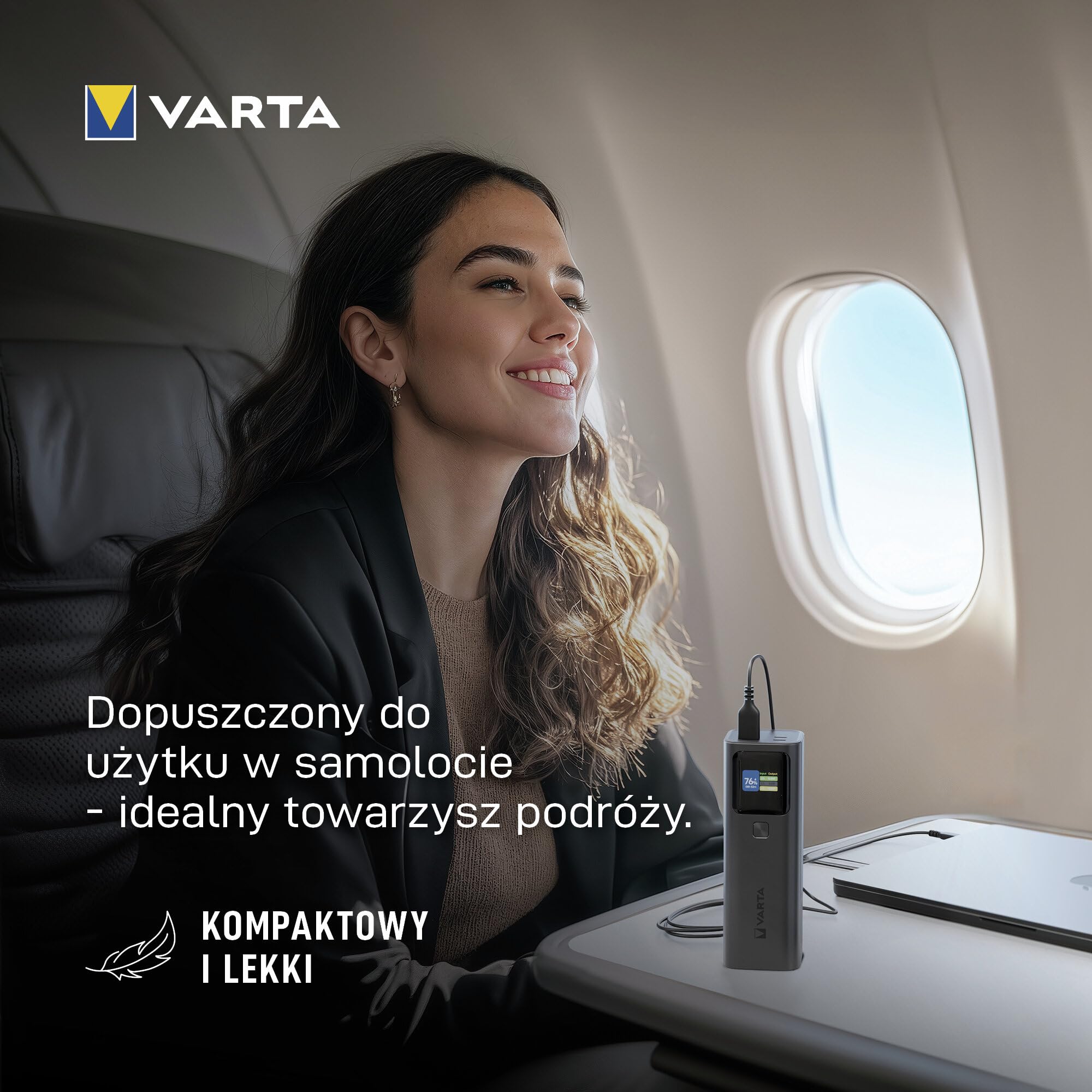 Superszybki VARTA Power Bank 140 W 27000mAh, 2x USB-C, 1x USB-A, powerbank do laptopa, smartfona i tabletu, wyświetlacz cyfrowy, zdolny do lotu, w zestawie kabel 140 W