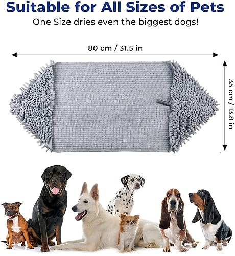 Vista 9 de Muddy Mat Secador de perros, microfibra altamente absorbente, lavable, de secado rápido, absorbente de toallas de baño de felpilla extra suave