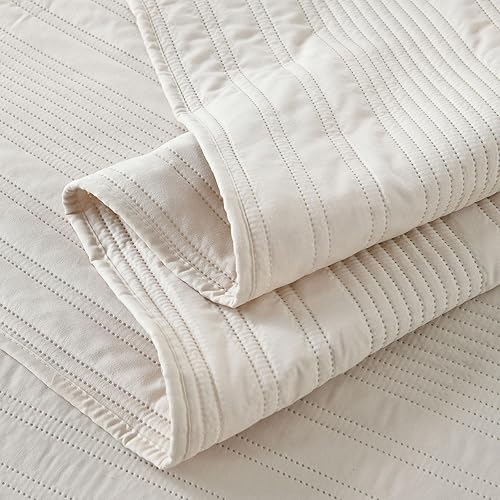 Miniatura 5 de Boryard Juego de edredones de tamaño Queen  Juego de colcha ligera y suave a rayas de tamaño matrimonial (90 x 90 pulgadas) con 2 fundas de almohada