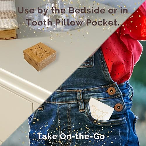 Miniatura 3 de Caja de hada de dientes y soporte para bolsa de dientes, caja de recuerdo de dientes con bolsa de hada de dientes I cierre magnético, juego de 1
