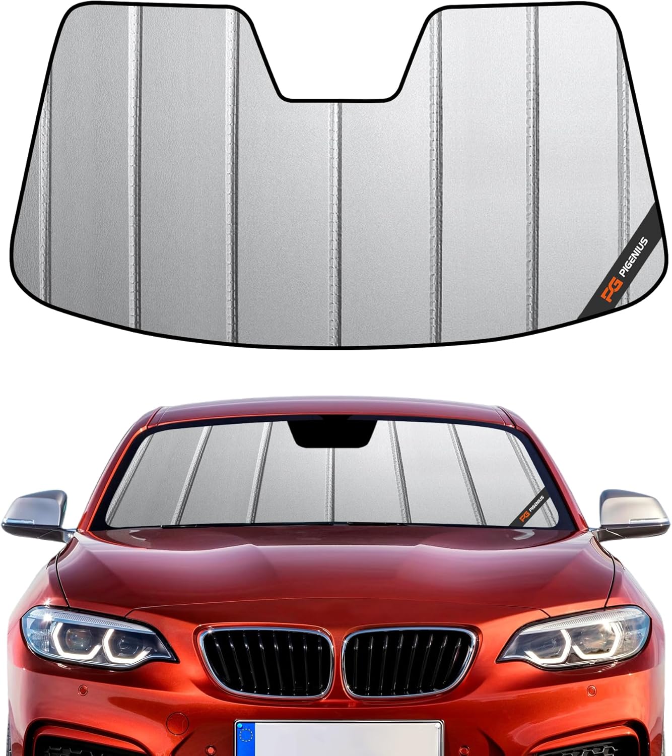 Windshield Sun Shade for BMW 2 Series Coupe 2014-2021,Thicken Front Windshield Sunshade for Summer,6 Layers Sun Shield,Accordion Fold