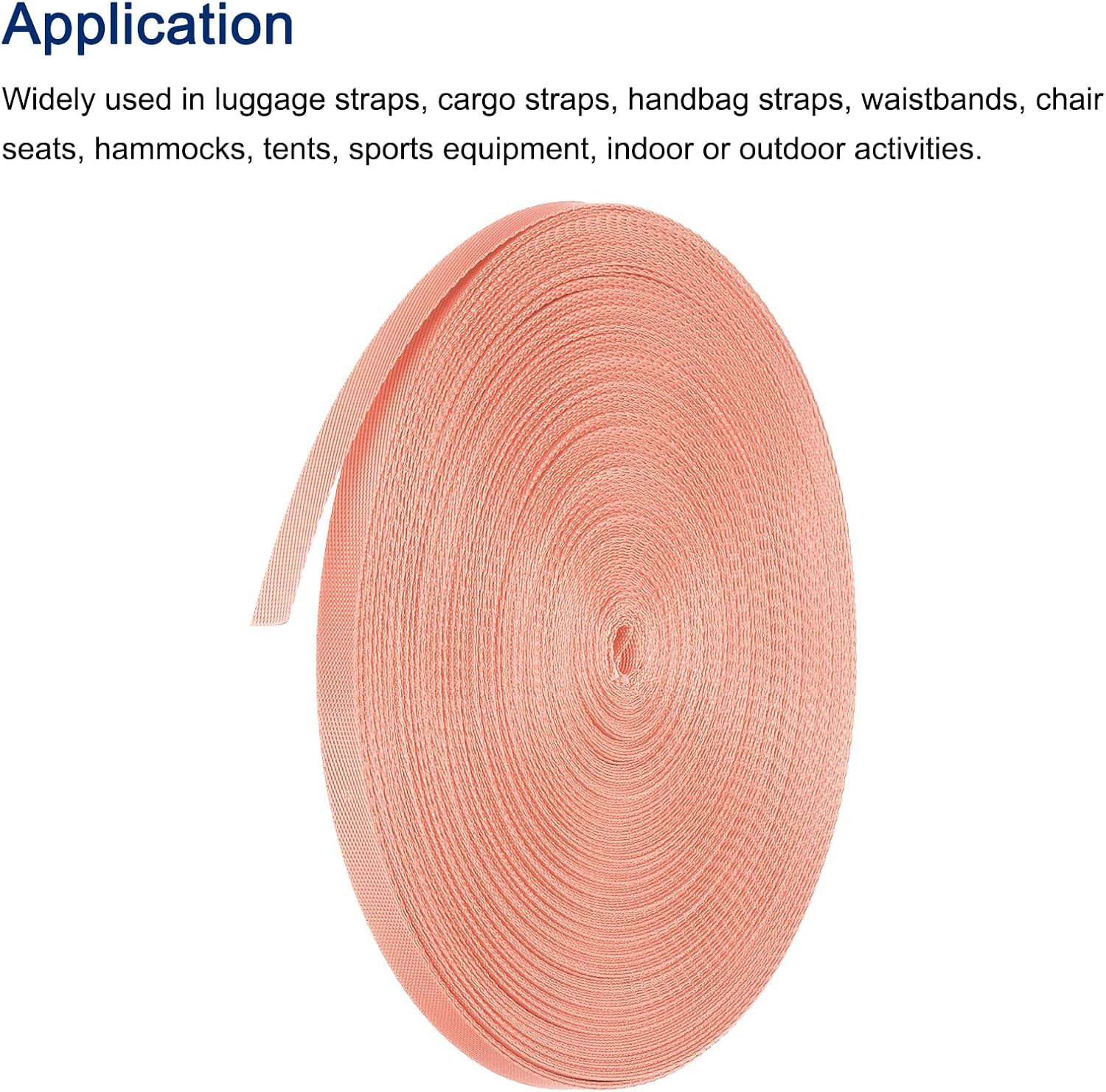 MECCANIXITY Nylon Webbing Strap Flat 3/8 Inch 50 Yards Lady Pink for Outdoor DIY Gear Repair, Backpack, Luggage-Rack, Crafts