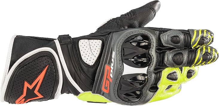Alpinestars GP Plus R V2 Gloves, S, Metallic Gray/Black/Yellow/Red Fluo