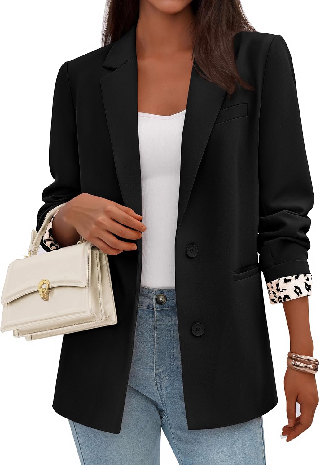 PRETTYGARDEN Blazers for Women 2026 Fall Work Office Suit Jackets Dressy Open Front Leopard Blazer Business Casual Outfits - Image 5