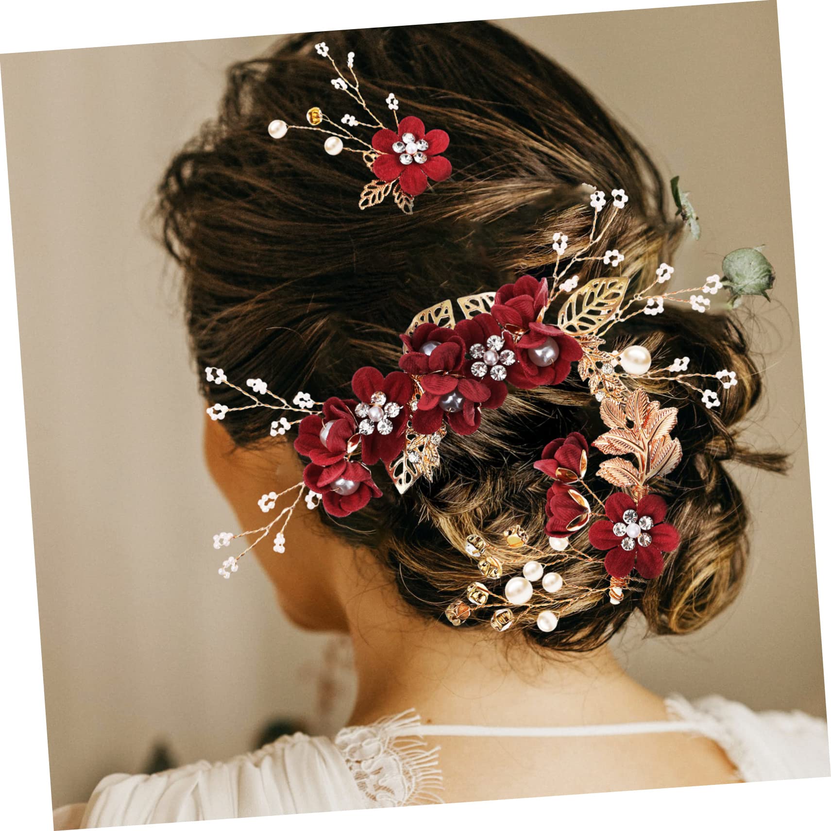 Mipcase 2set Petto Strass Pettine Laterale Perle Finte Fermagli per Capelli da Sposa Accessori per Capelli per Matrimonio e Festa