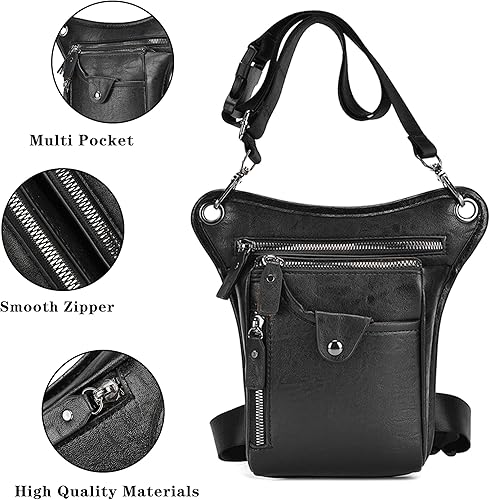 Miniatura 4 de Riñonera de cuero de moda para hombres y mujeres, cinturón multiusos para motocicleta, bicicleta, deportes al aire libre, táctica, ciclismo,