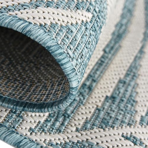 Miniatura 5 de Unique Loom - Tapete de la colección Outdoor Botanical, diseño de palmera (4.1 pies x 6.1 pies, rectangular, color aguamarina claromarfil)