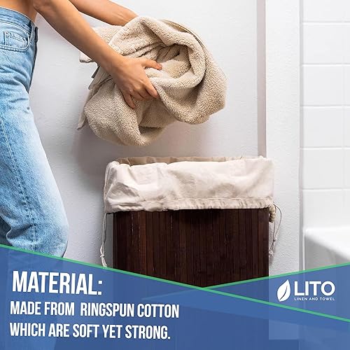 Miniatura 5 de Bolsas de lavandería  Bolsa de almacenamiento  Correa larga de algodón de lona resistente con cierre de cordón  Bolsa de viaje para ropa sucia