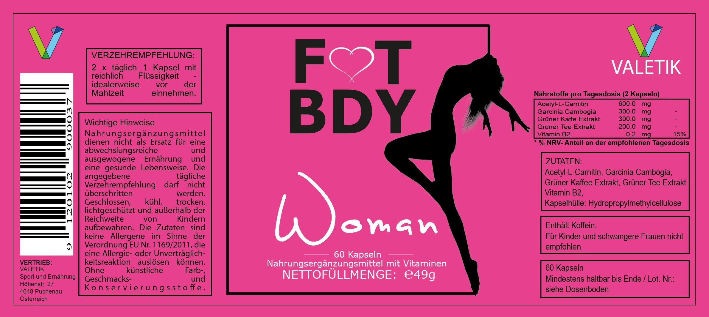 FIT BDY - WOMAN mit Garcinia Cambogia; 60 Kapseln