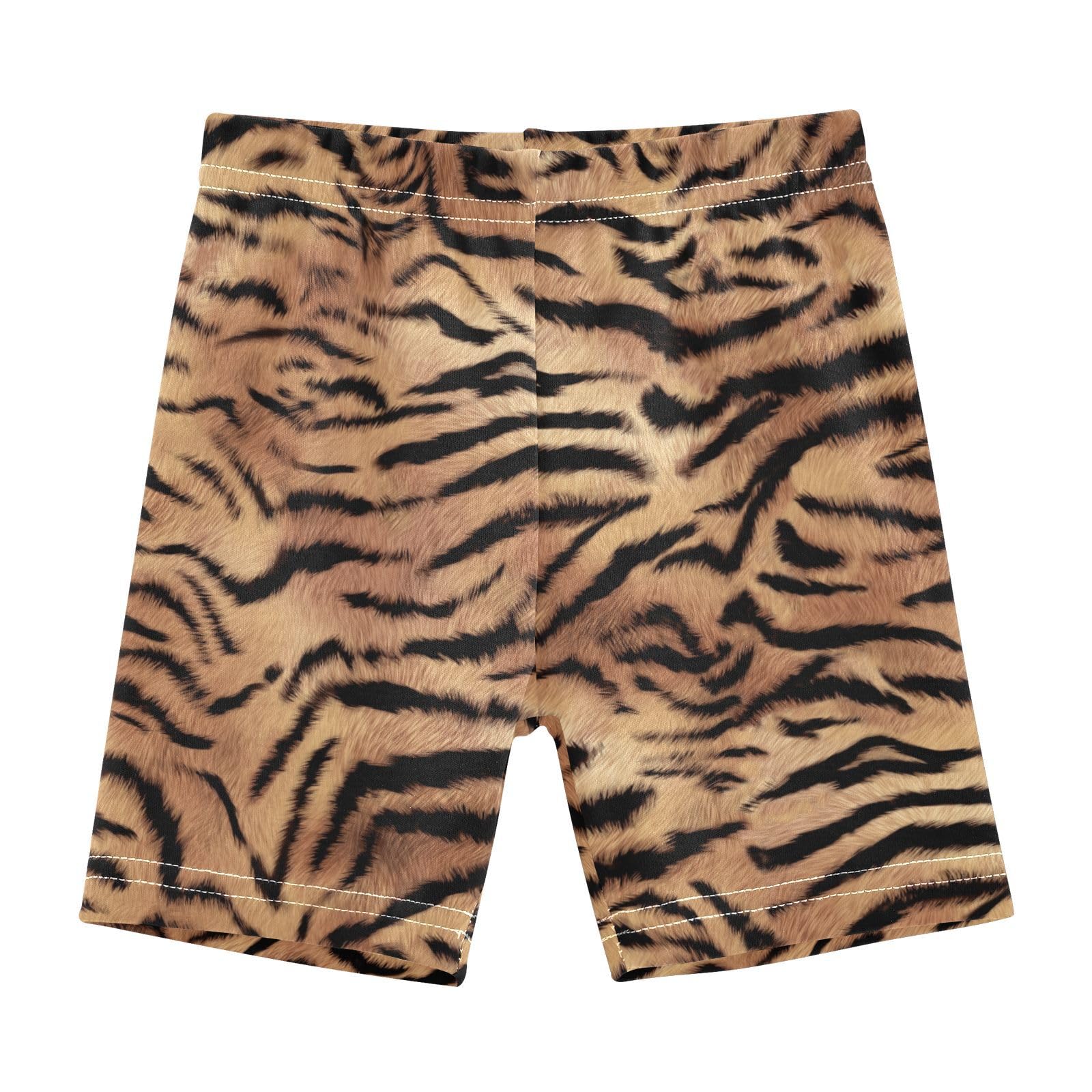 JHKKU Girls Tiger Print Shorts Cotton Cartwheel Bike Kids Biker Under Dress Dance Short Girl Clothes 10Y