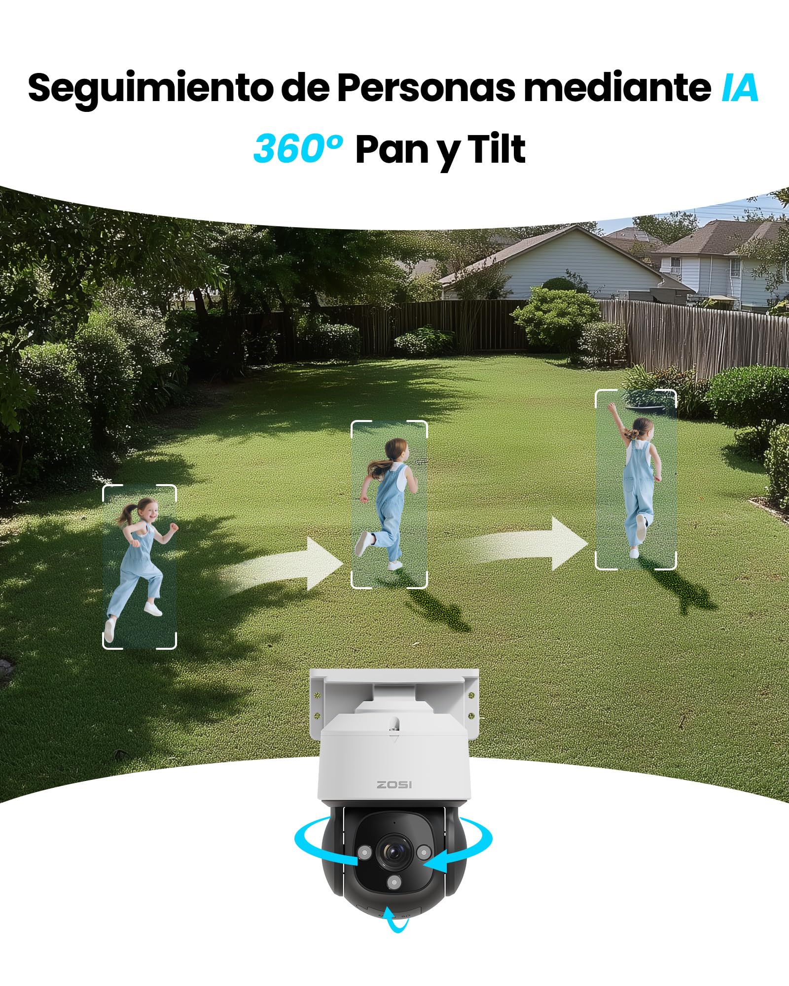 ZOSI Kit Cámaras de Vigilancia PoE 4K 8CH 2TB 8MP Exterior Vista 360° Detección Personas Vehículos Audio Bidireccional Seguimiento Automático