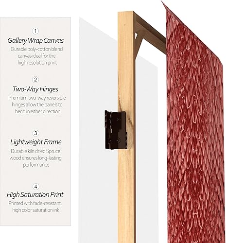 Miniatura 10 de Red Lantern Divisor de habitación de lona con estampado de cocodrilo negro de doble cara de 6 pies de alto, 3 paneles, pantalla de privacidad