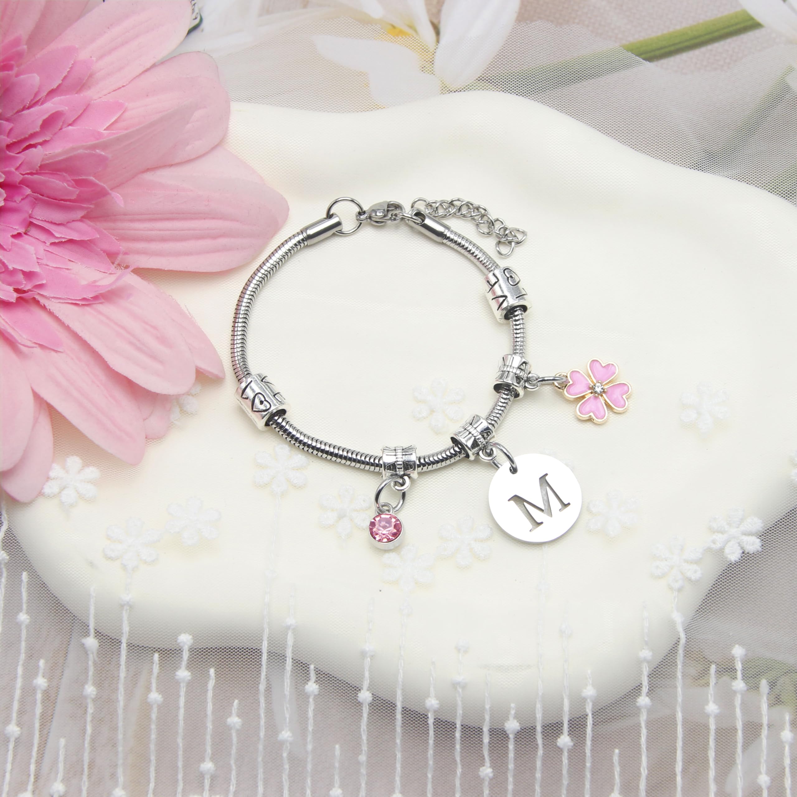 KJKJKJ A-Z 26 Lettera Iniziale Ciondolo Bracciale Donne Natale Regalo Personalizzazione Idee Regalo di Compleanno Bracciale,Figlia Sorelle Amici Amante Compleanno Natale Laurea Regalo Bracciale