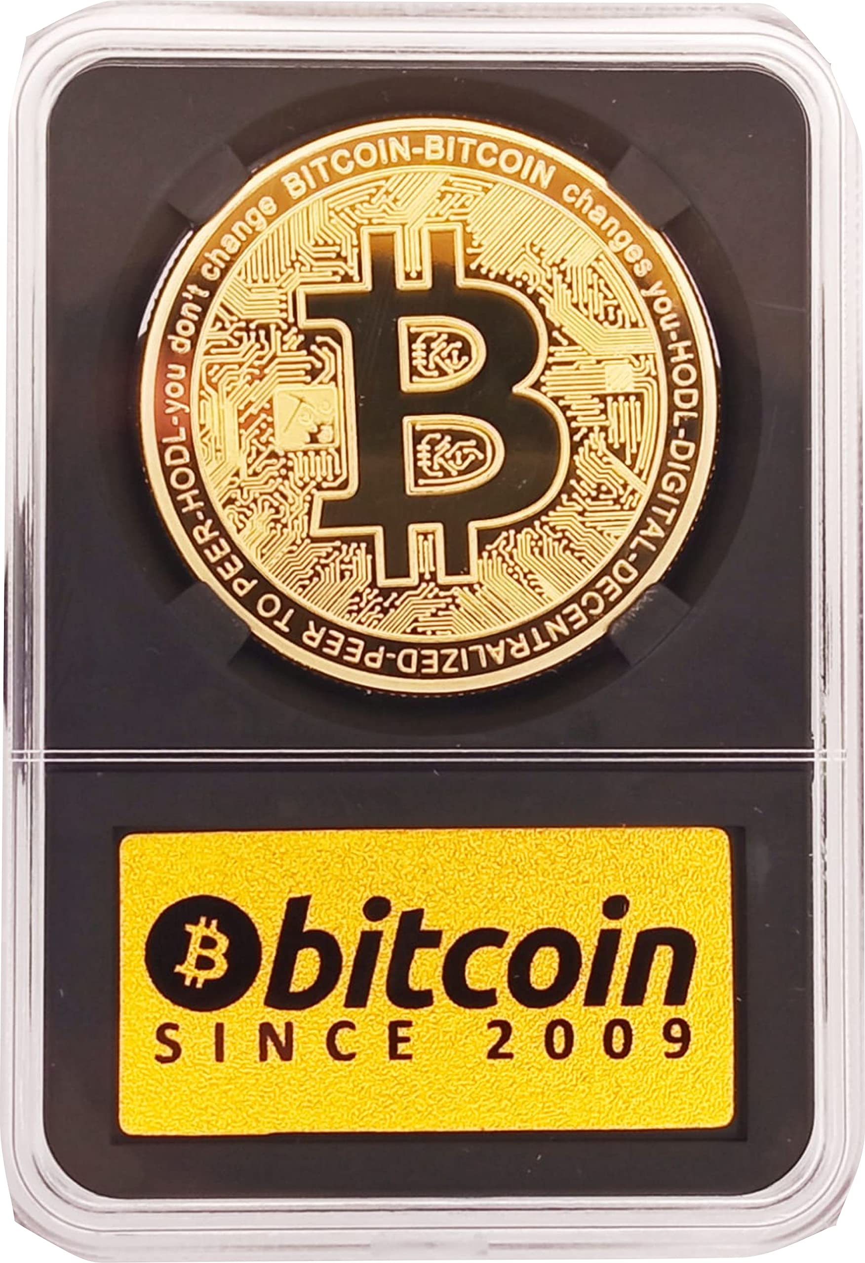 Oro 24k Puro Moneda Bitcoin Física Bañada En Oro 24k - Expositor De Lujo -  Certificada - Regalo Cripto Bitcoin Oro 24k Expositor Lujo